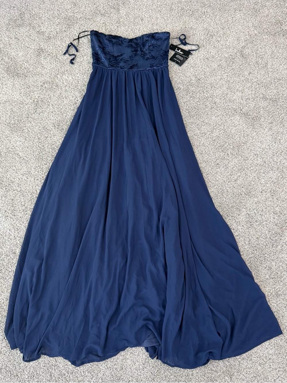 NWT Lulus Navy Blue Strapless Sweet Heart Maxi Formal Bridesmaid Dress Women’s S - Picture 3 of 13